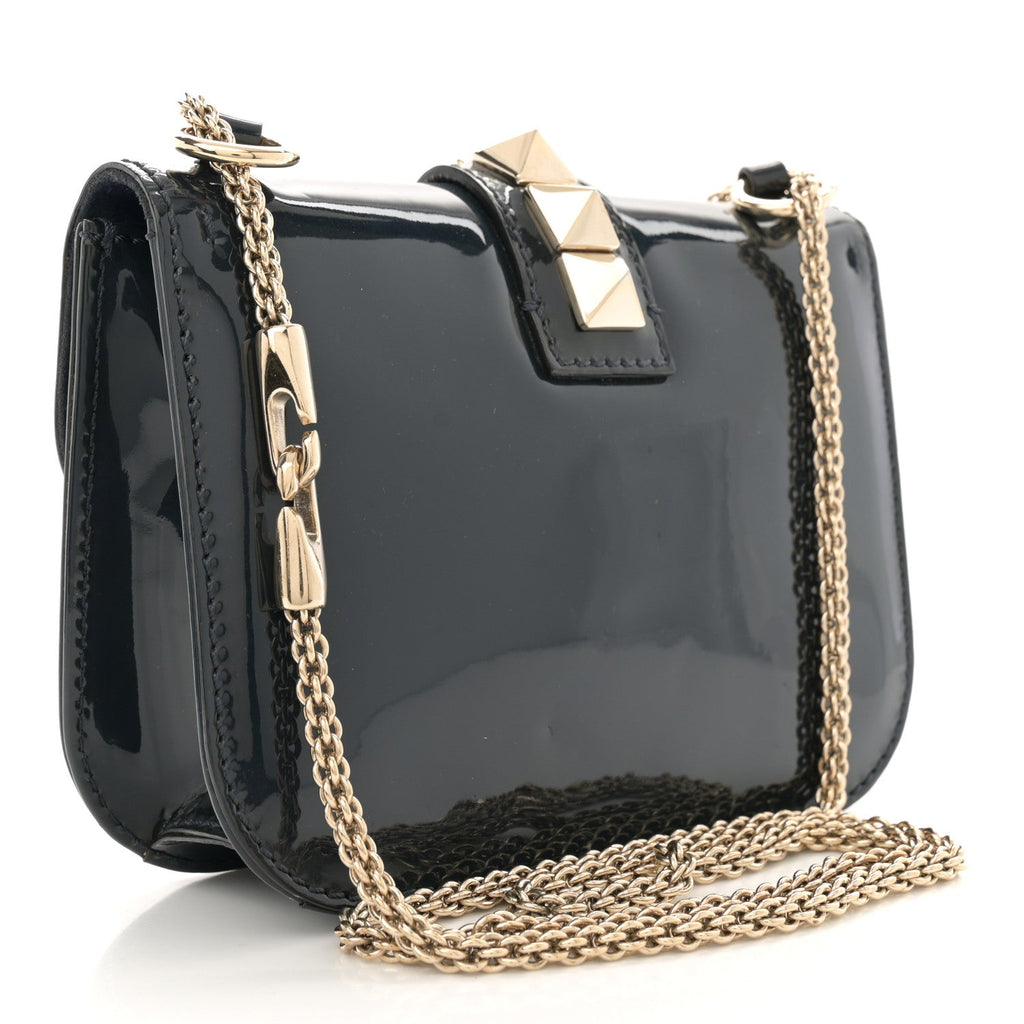Patent Small Glam Lock Rockstud Flap Marine