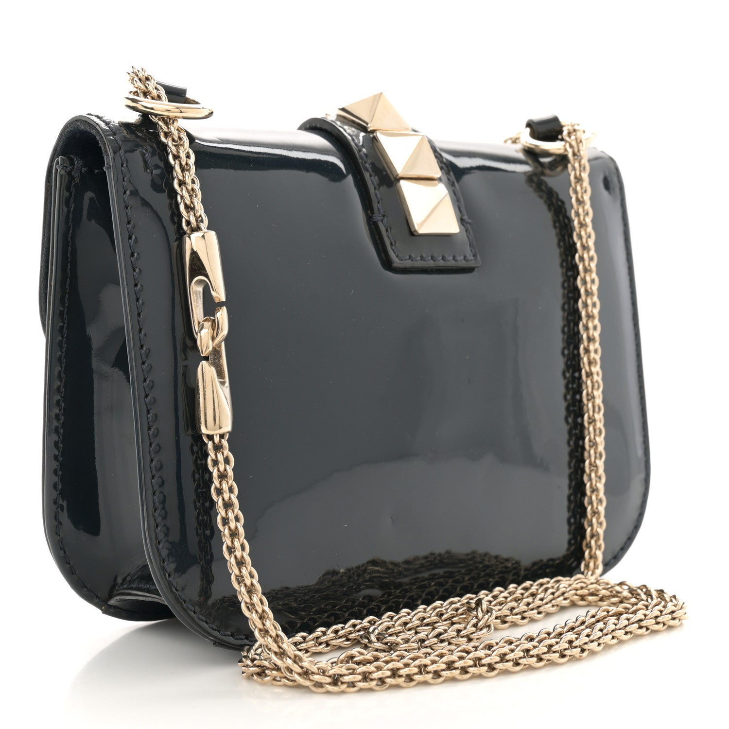 Patent Small Glam Lock Rockstud Flap Marine