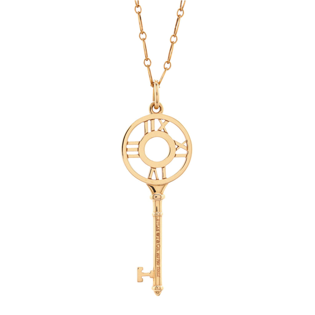 Atlas Key Pendant Necklace 18K Rose Gold and Diamonds