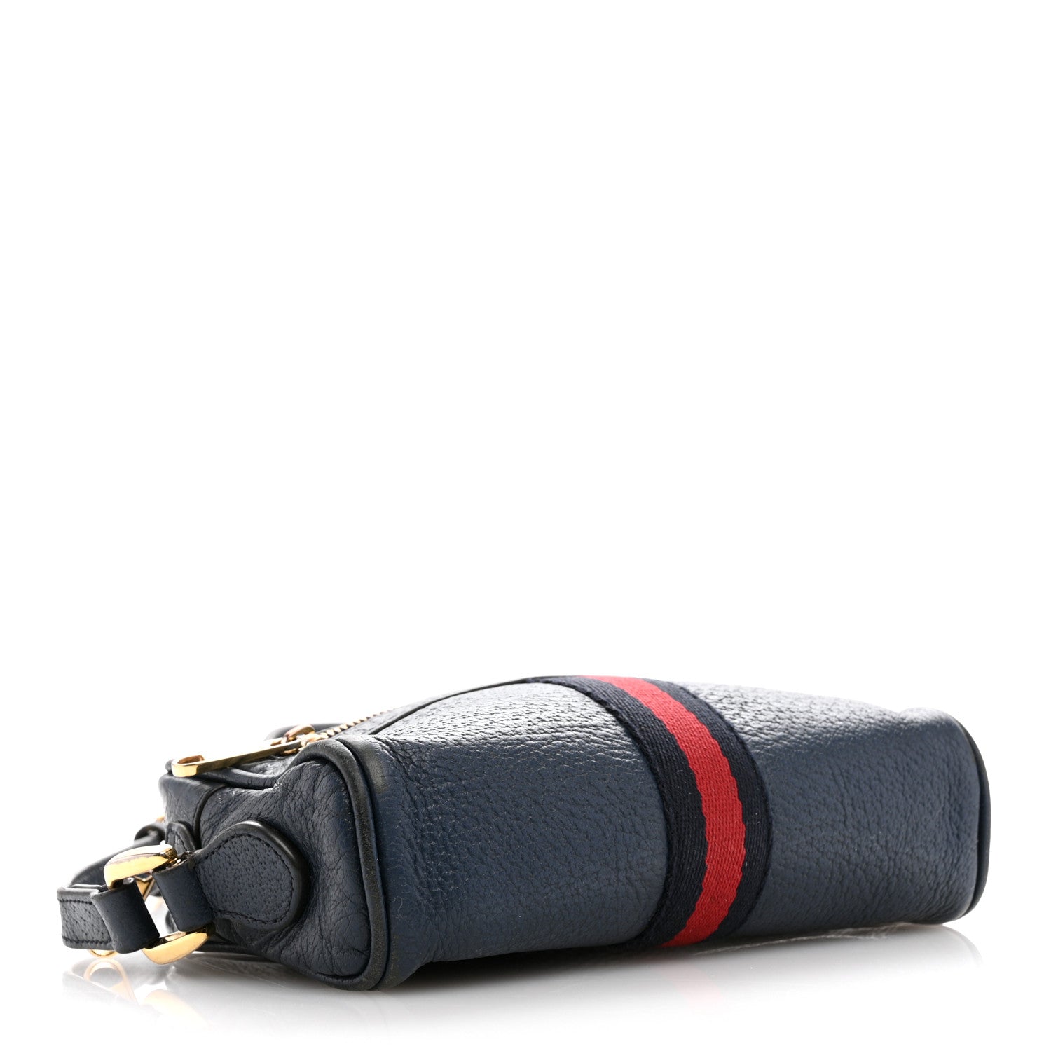 Textured Calfskin Web Mini Ophidia Shoulder Bag Blue Agata