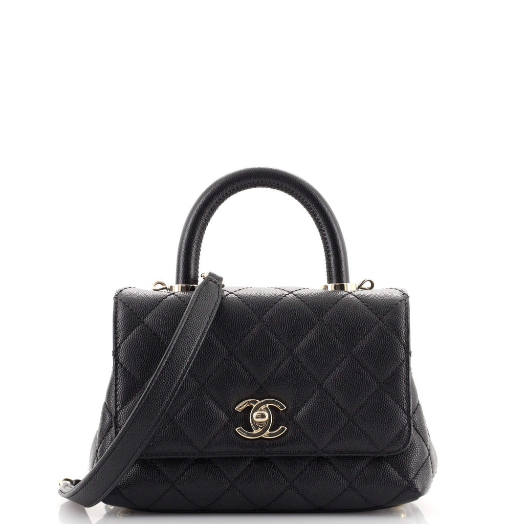 Coco Top Handle Bag Quilted Caviar Extra Mini