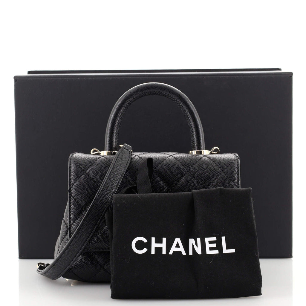 Coco Top Handle Bag Quilted Caviar Extra Mini