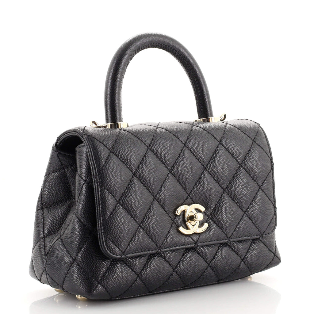 Coco Top Handle Bag Quilted Caviar Extra Mini