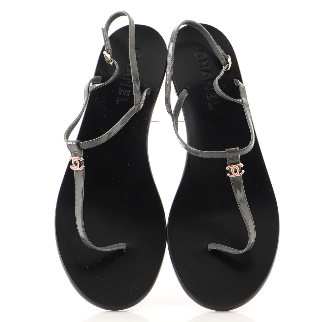 CC Block Heel Thong Sandals Patent