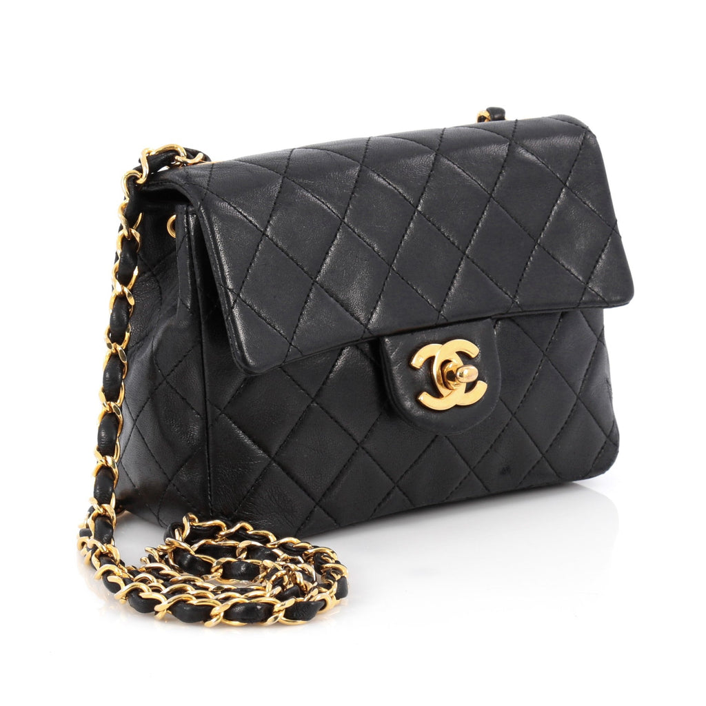 Vintage Square Classic Single Flap Bag Quilted Lambskin Mini