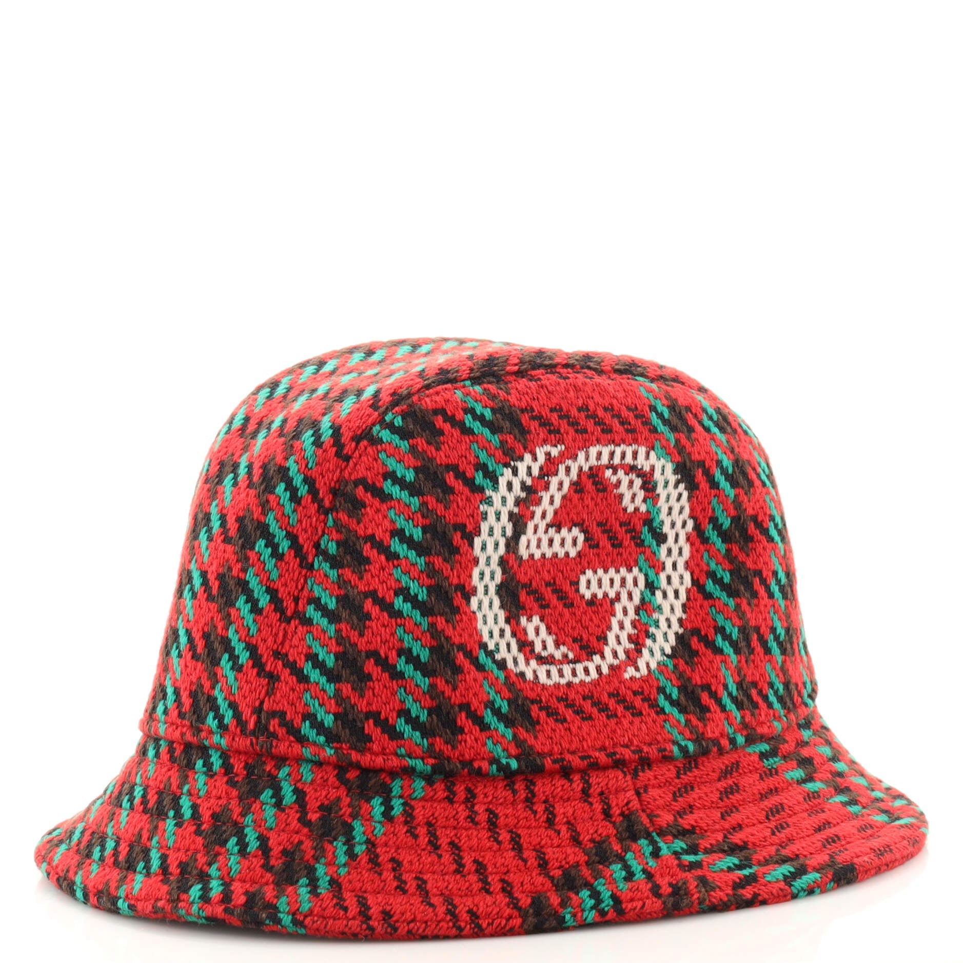 GG Houndstoth Bucket Hat Wool Small