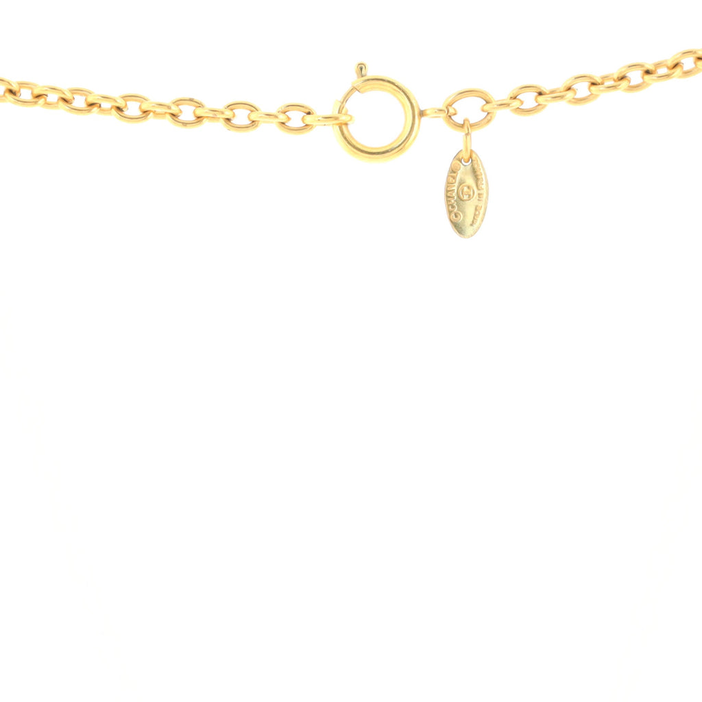 Vintage CC Round Pendant Long Necklace Metal