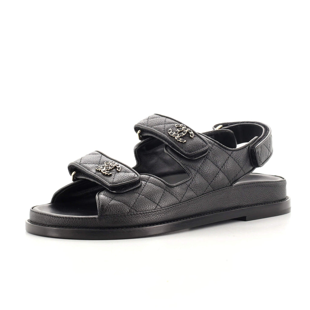 Women's Velcro Dad Sandals Quilted Leather