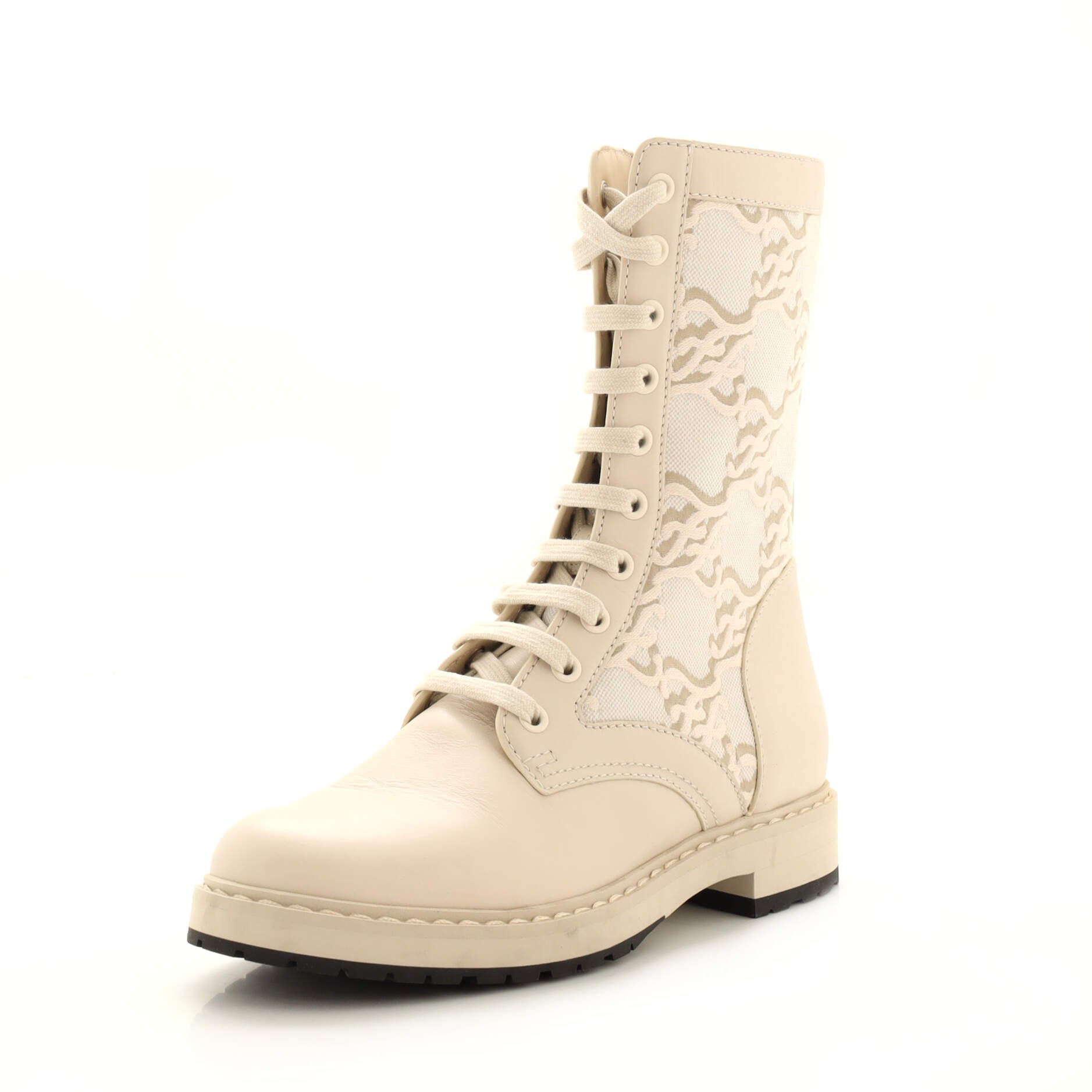 Women's Combat Boots FF Karligraphy Canvas with Leather