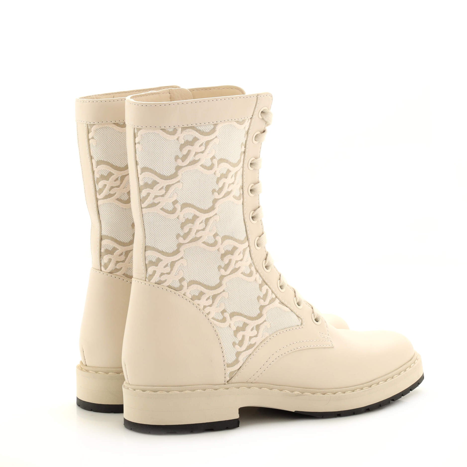 Women's Combat Boots FF Karligraphy Canvas with Leather