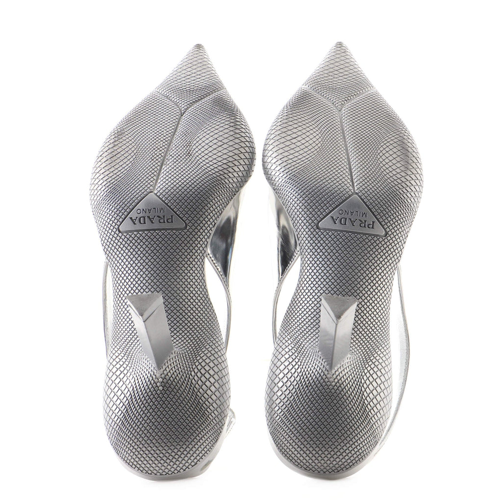 Women's Triangle Logo Slingback Pumps Leather