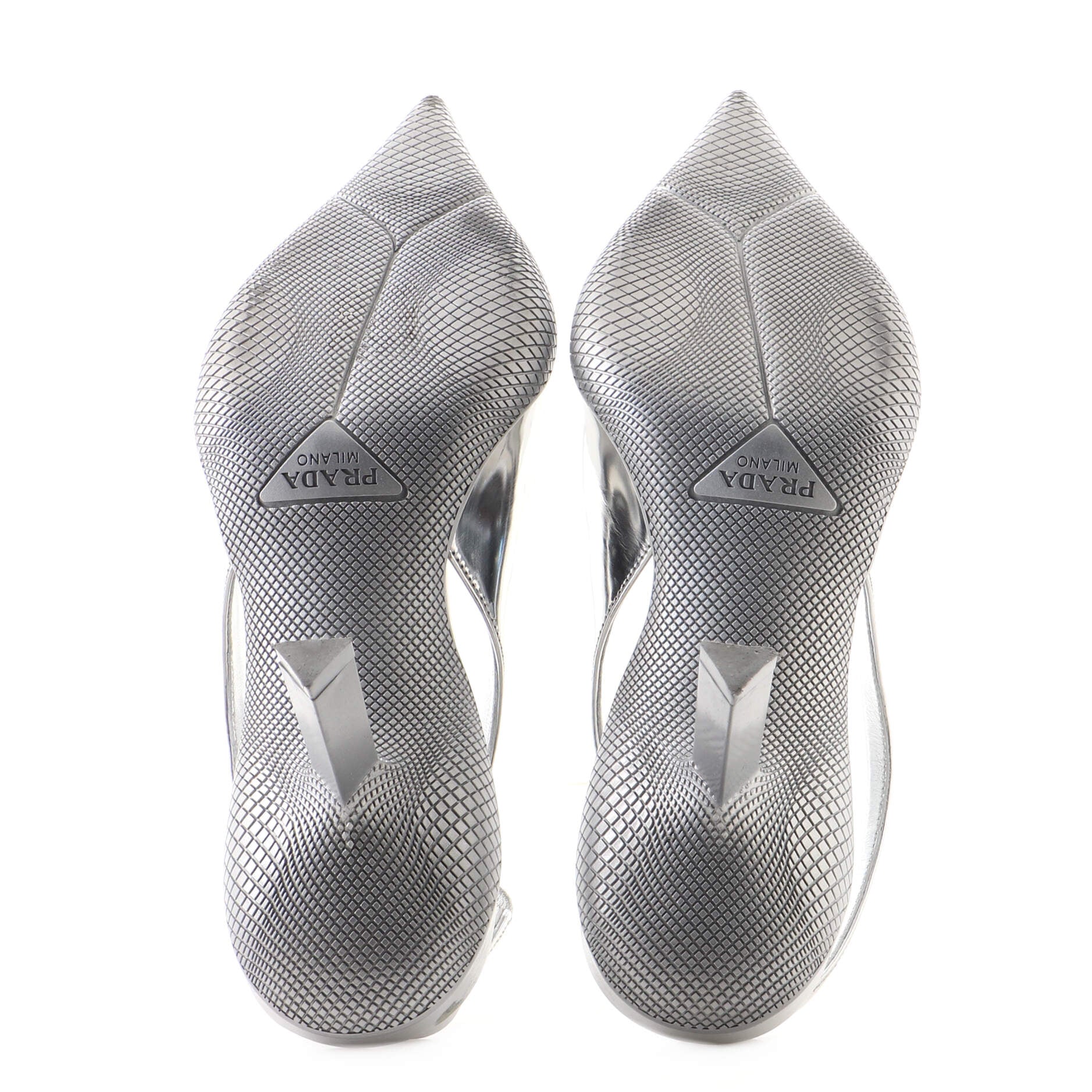 Women's Triangle Logo Slingback Pumps Leather