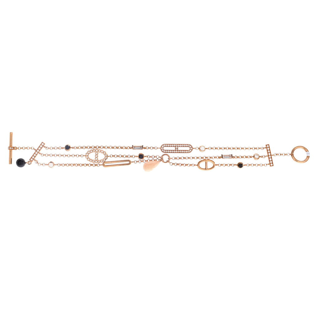 Chaos Chain Bracelet 18K Rose Gold with Pink Opal, Onyx, Black Spinel and Diamonds