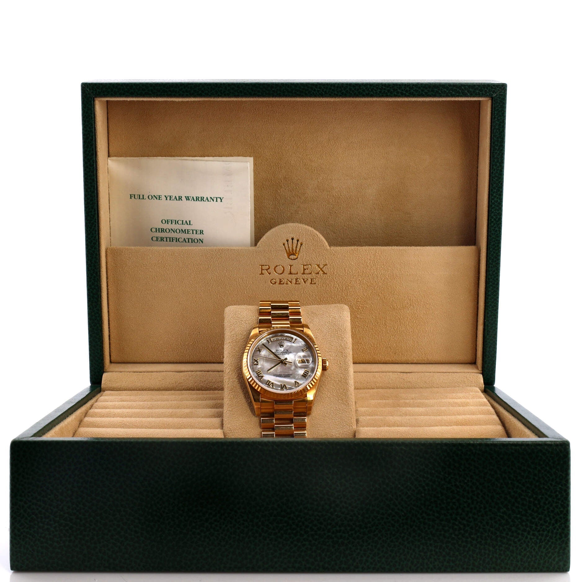 Oyster Perpetual President Day-Date Automatic Watch Yellow Gold with Mother of Pearl 36