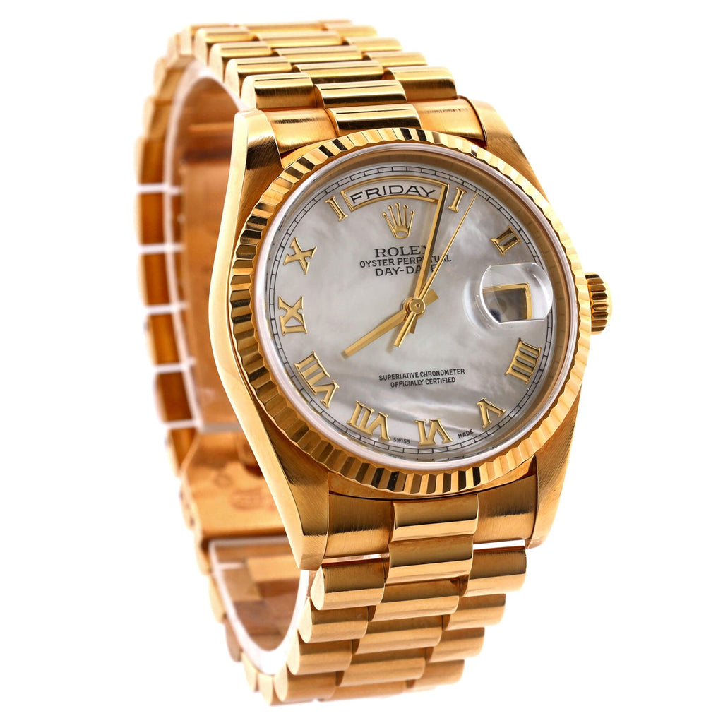 Oyster Perpetual President Day-Date Automatic Watch Yellow Gold with Mother of Pearl 36
