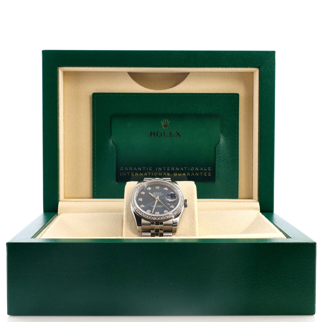 Oyster Perpetual Datejust Automatic Watch Stainless Steel and White Gold with Diamond Bezel and Markers 36