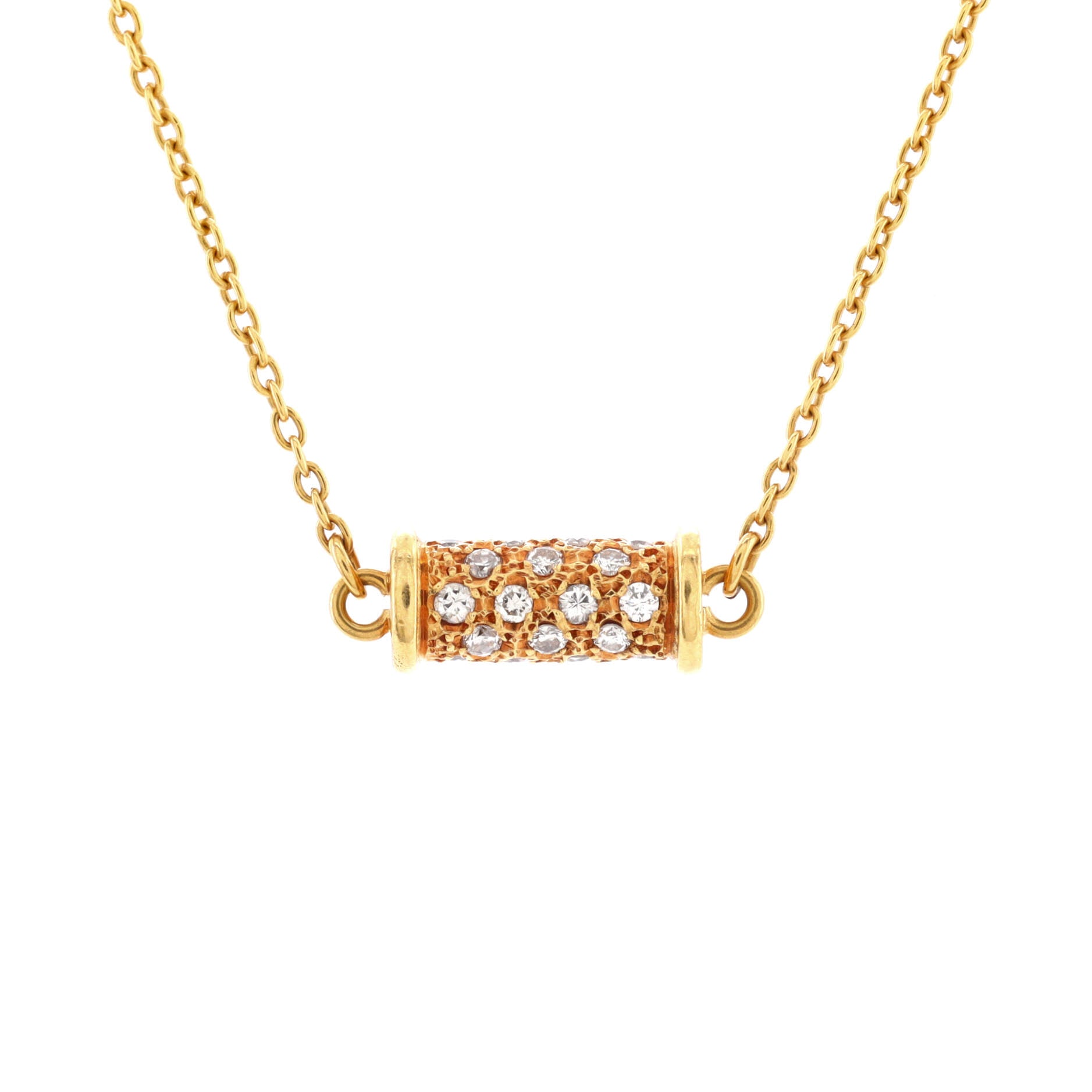 Roller Pendant Necklace 18K Yellow Gold with Diamonds