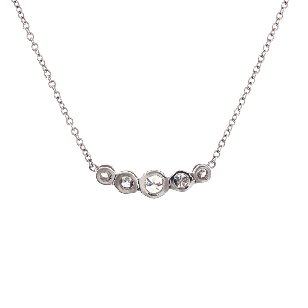 Jazz Graduated Pendant Necklace Platinum and Diamonds