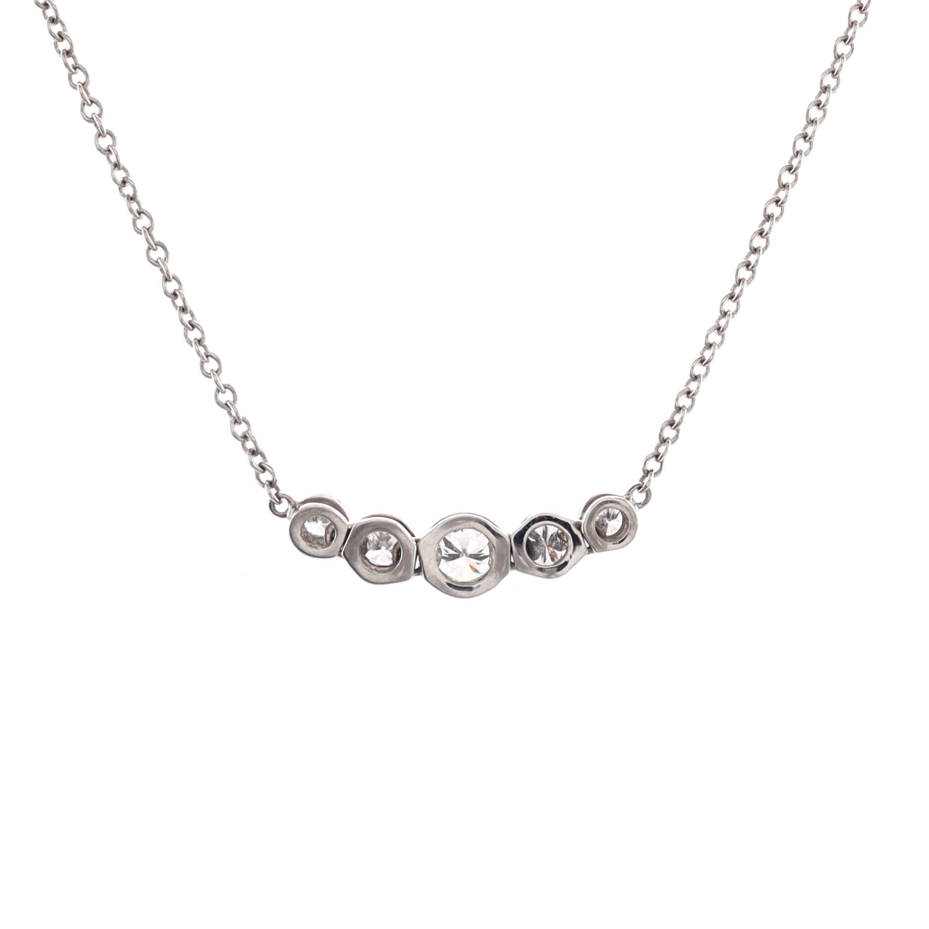 Jazz Graduated Pendant Necklace Platinum and Diamonds