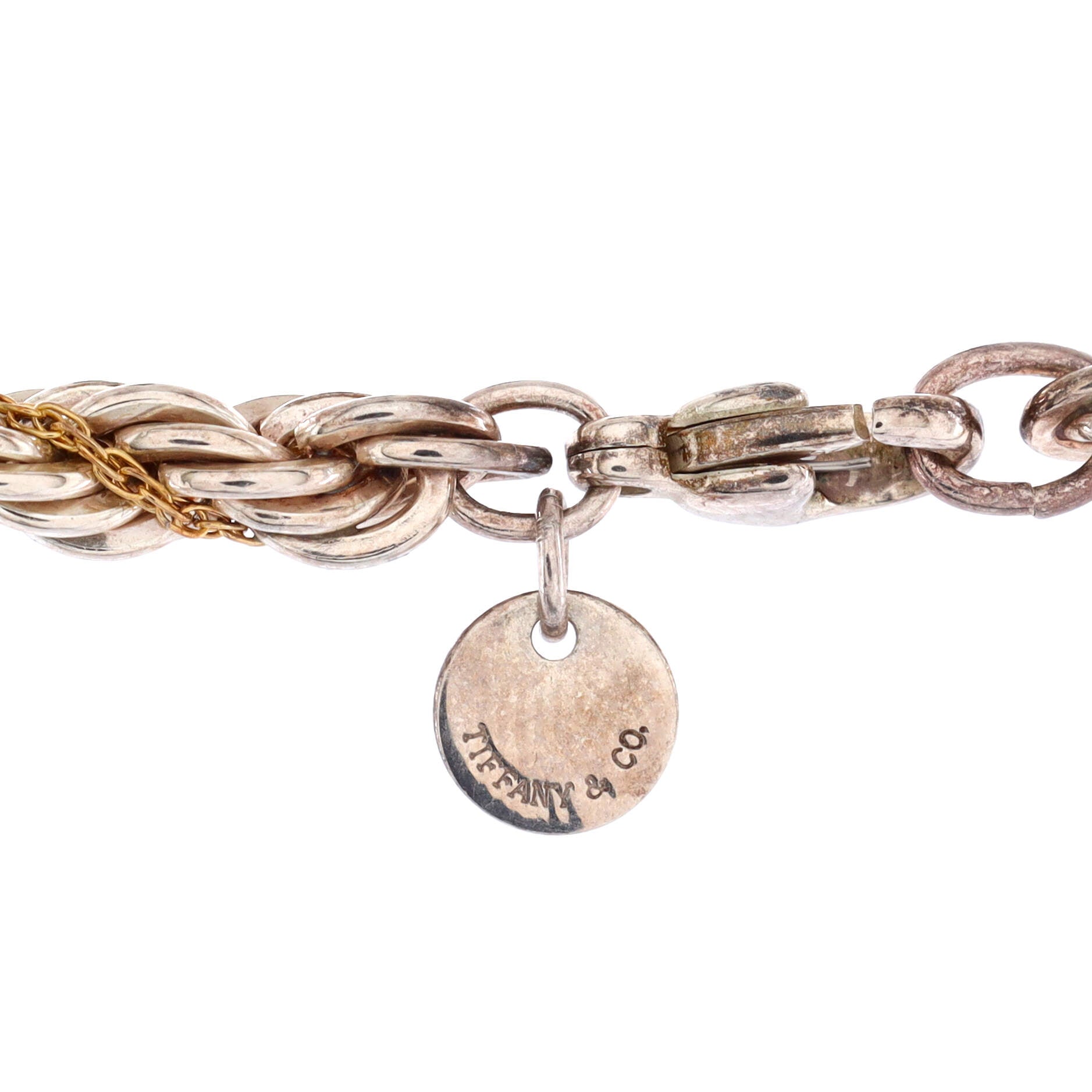 Twisted Rope Necklace Sterling Silver and 18K Yellow Gold