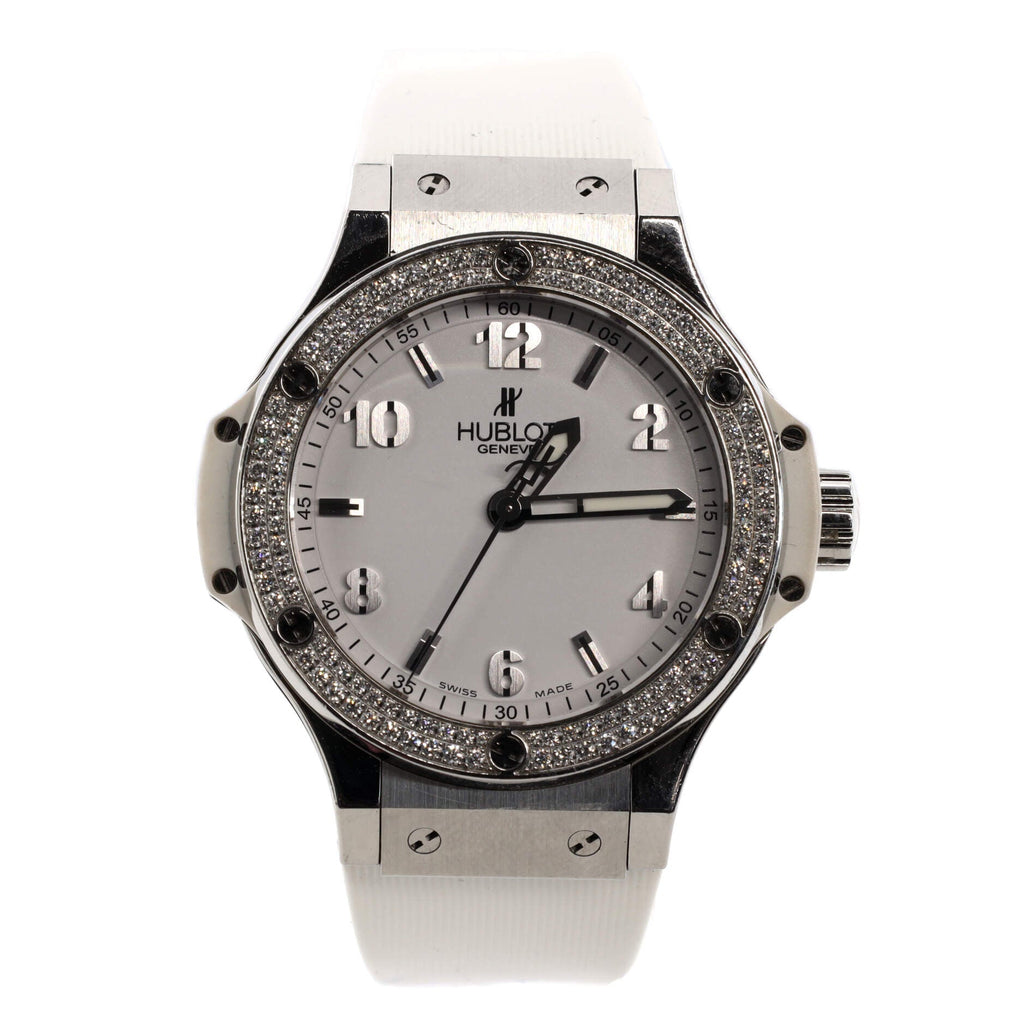 Big Bang Quartz Watch Stainless Steel and Rubber with Diamond Bezel 38