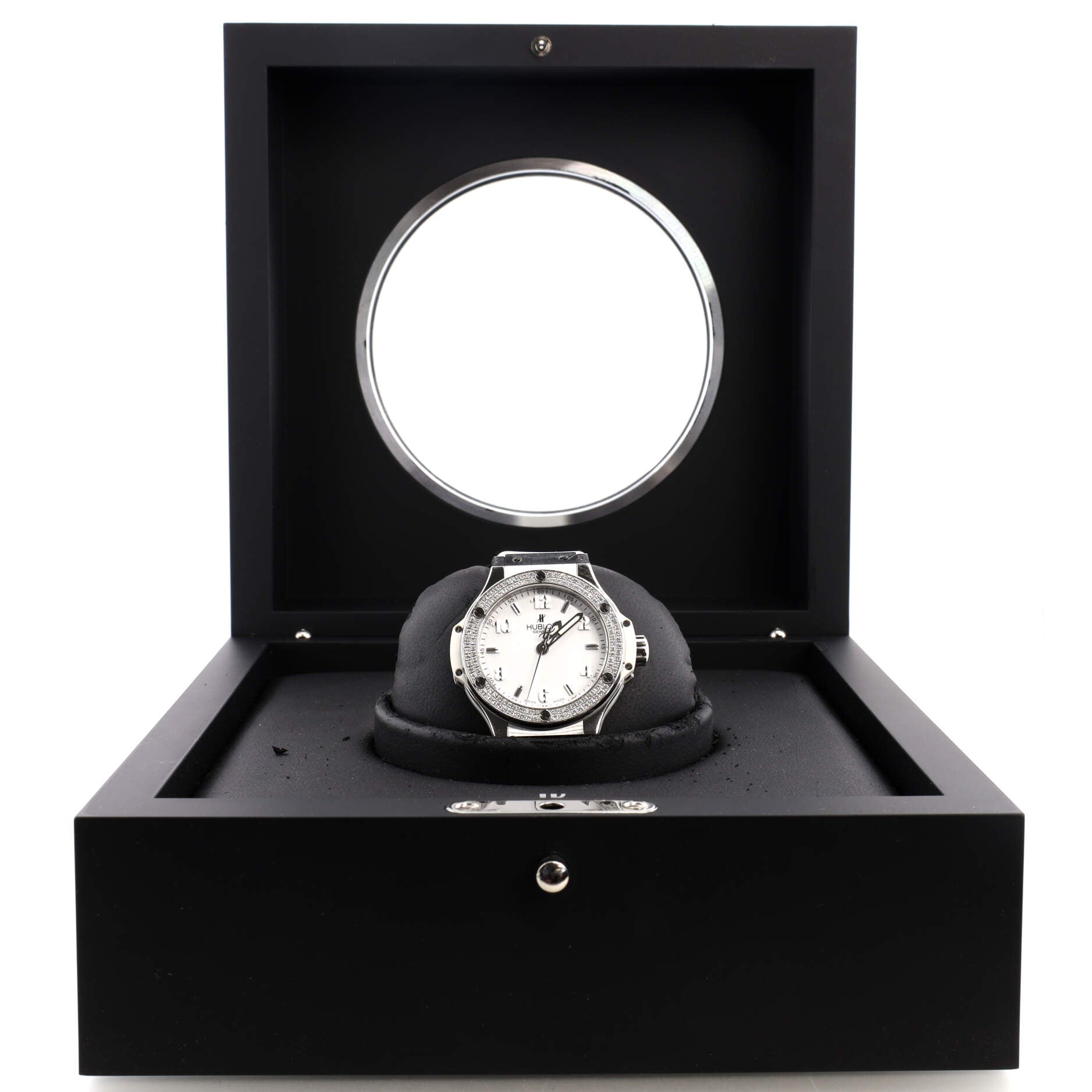Big Bang Quartz Watch Stainless Steel and Rubber with Diamond Bezel 38
