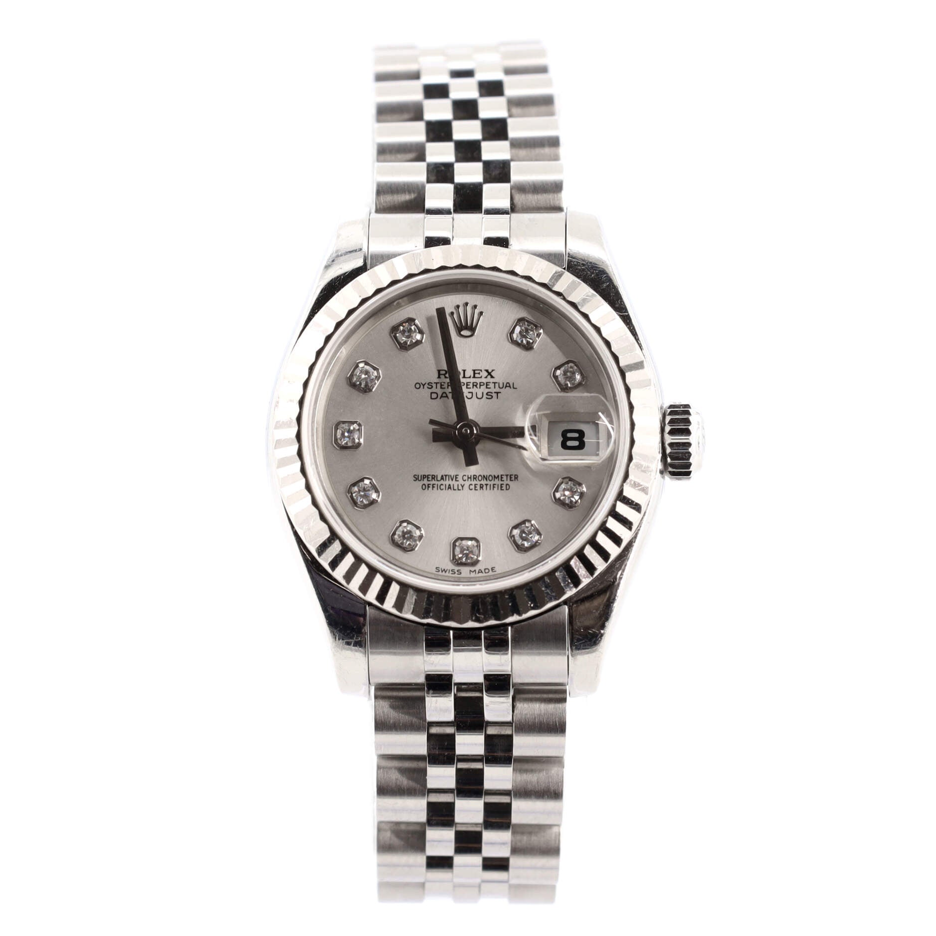 Oyster Perpetual Datejust Automatic Watch Stainless Steel and White Gold with Diamond Markers 26