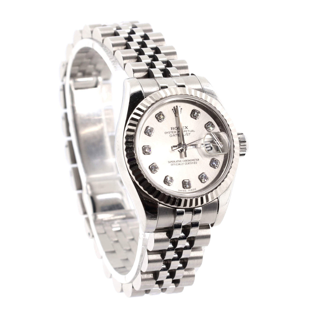 Oyster Perpetual Datejust Automatic Watch Stainless Steel and White Gold with Diamond Markers 26