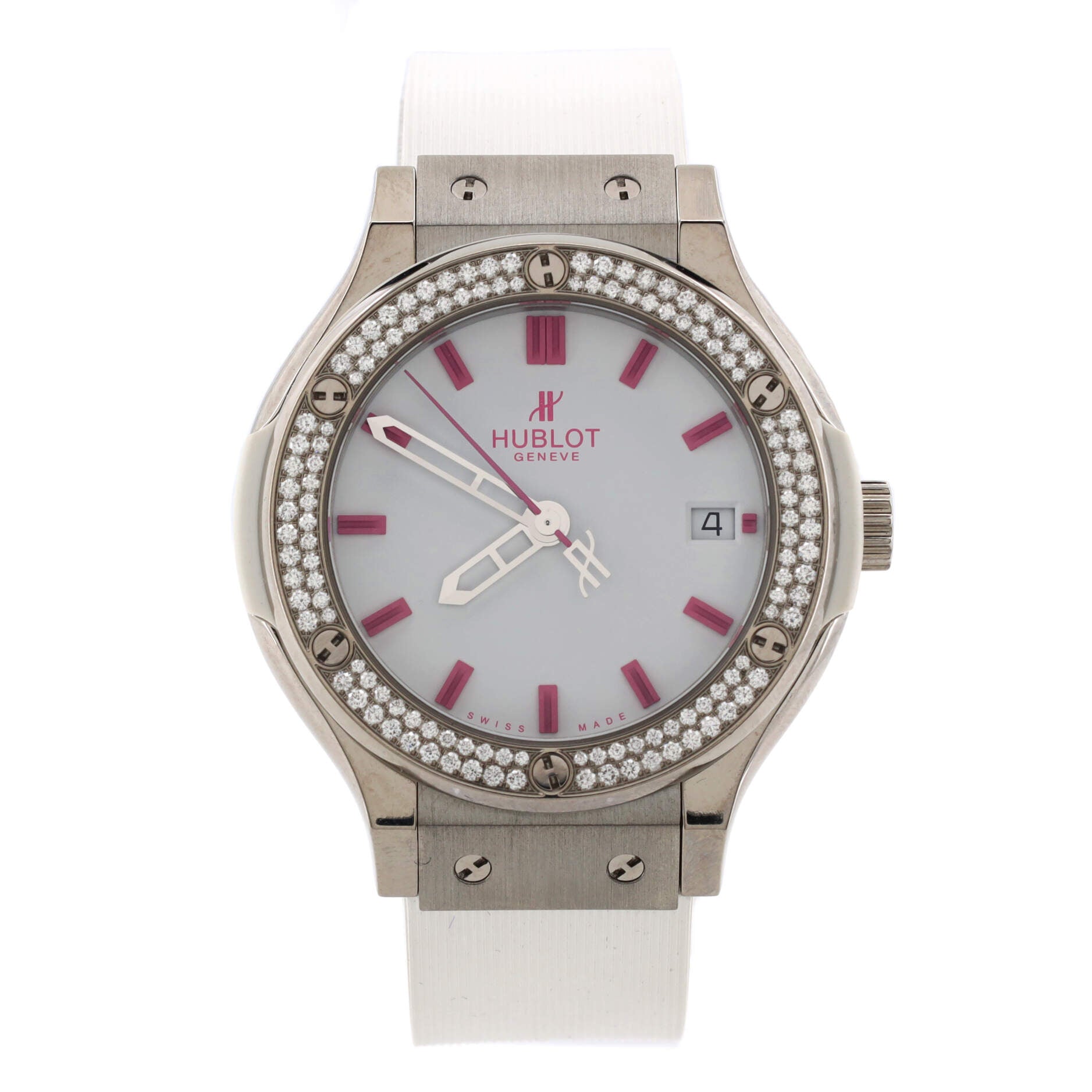Big Bang Quartz Watch Stainless Steel and Rubber with Diamond Bezel 38