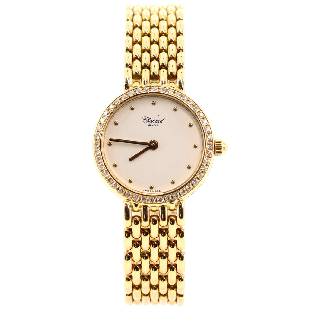 Classic Round Quartz Watch Yellow Gold with Diamond Bezel 21