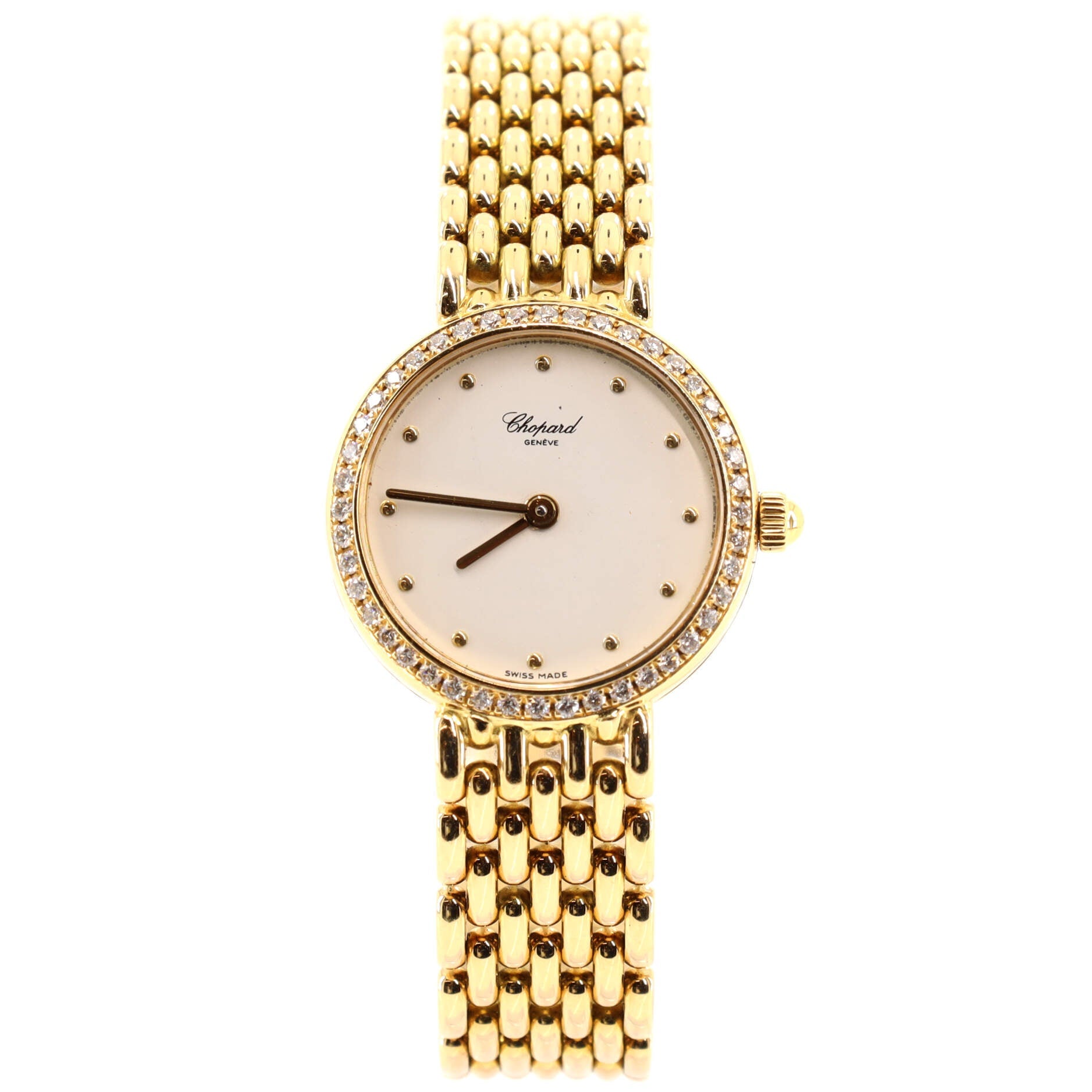 Classic Round Quartz Watch Yellow Gold with Diamond Bezel 21