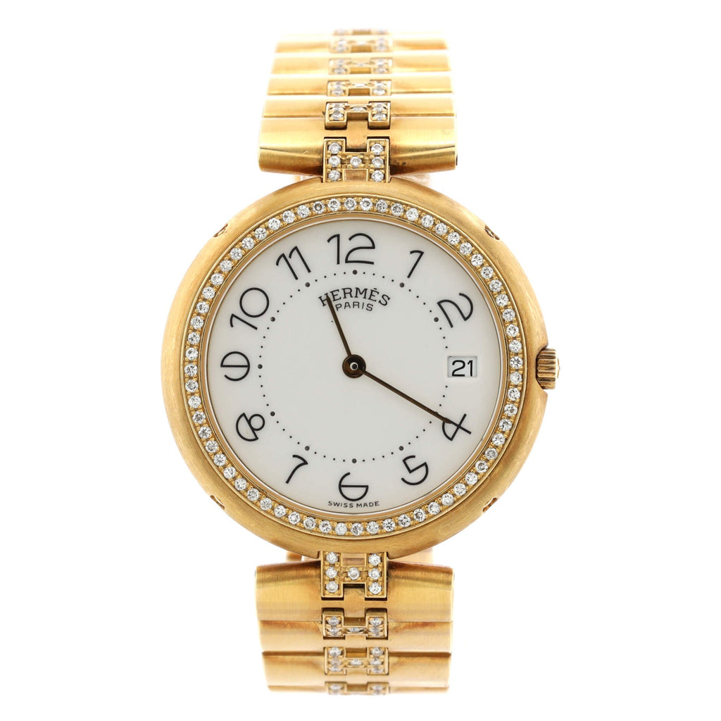 Profile Quartz Watch Yellow Gold with Diamond Bezel and Bracelet 33