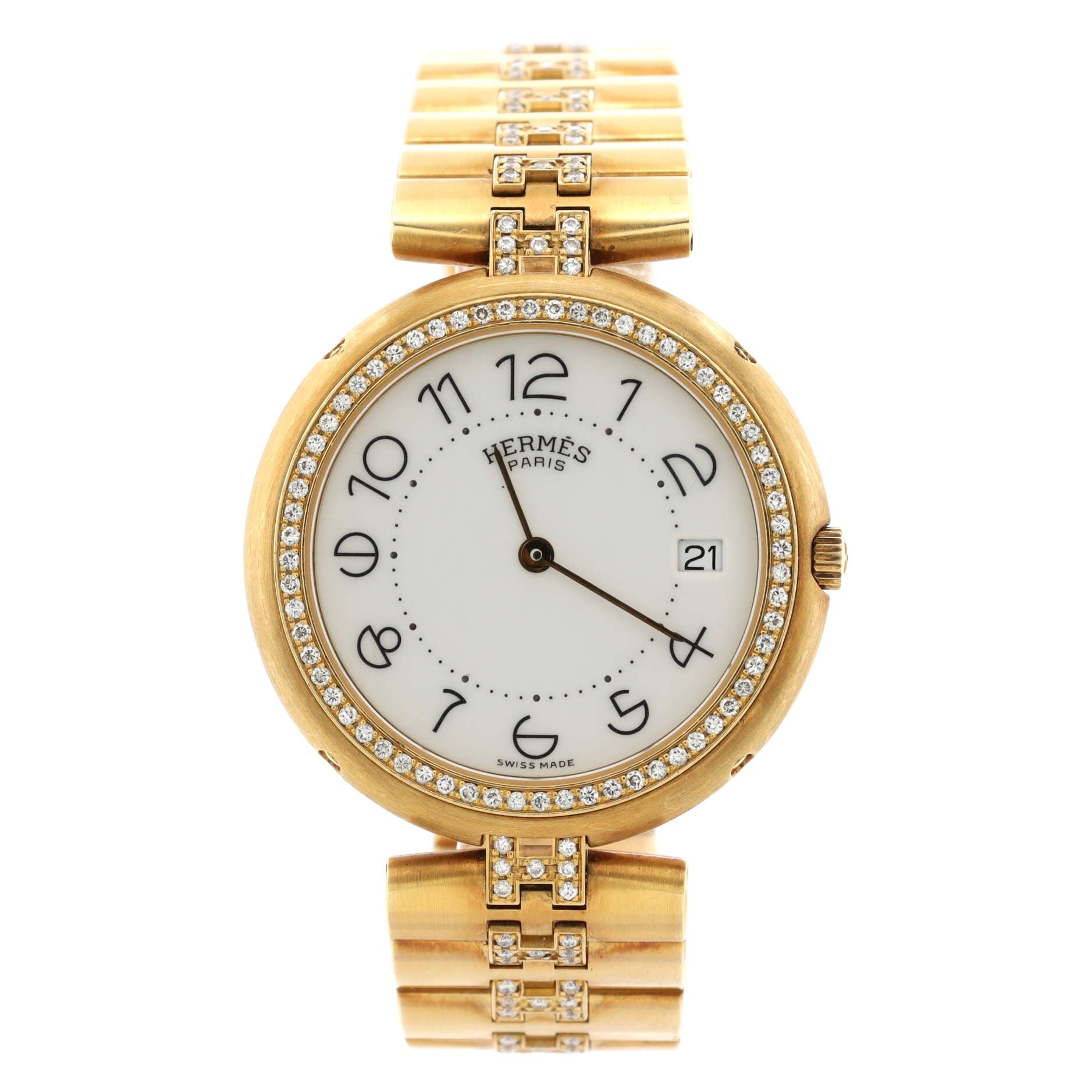 Profile Quartz Watch Yellow Gold with Diamond Bezel and Bracelet 33