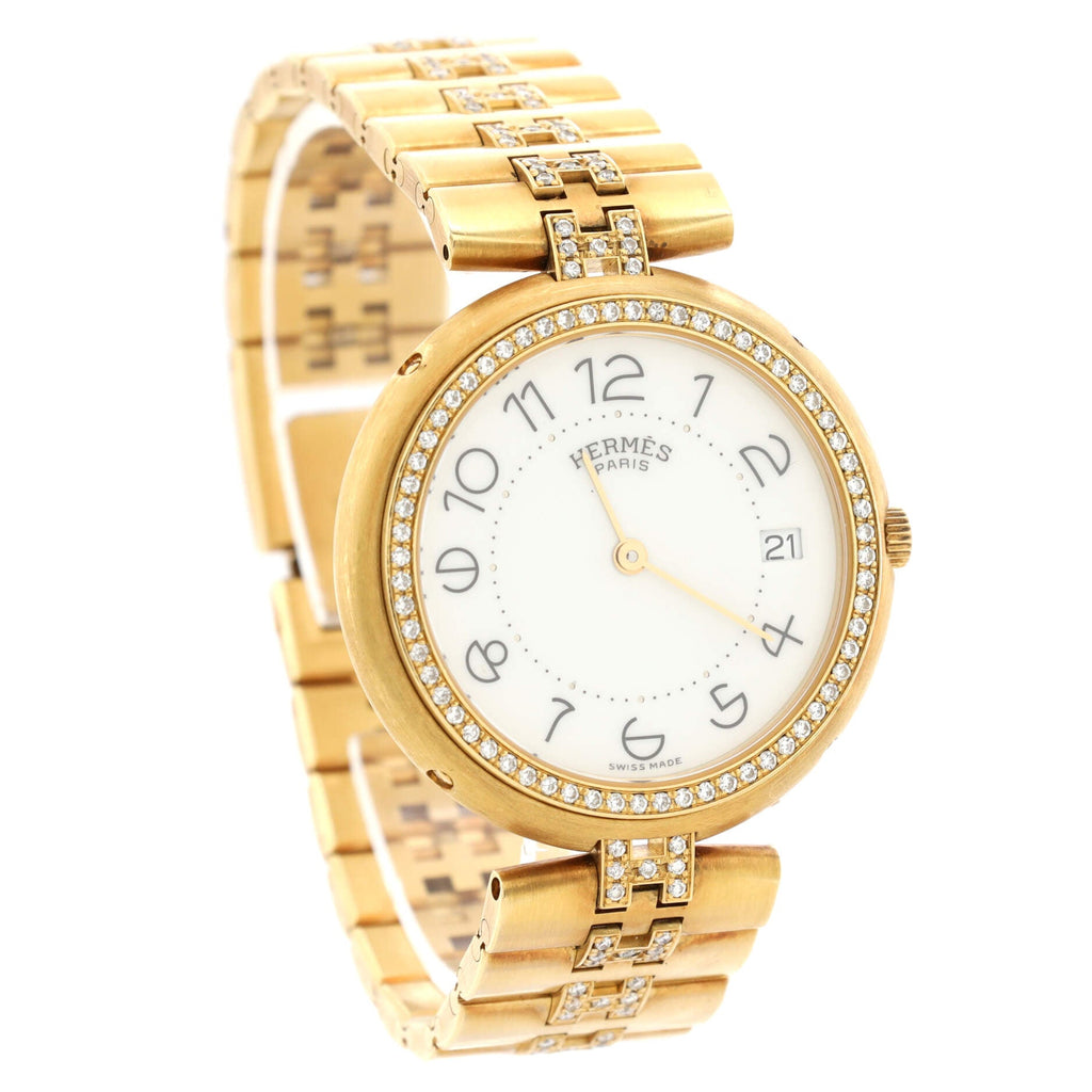 Profile Quartz Watch Yellow Gold with Diamond Bezel and Bracelet 33