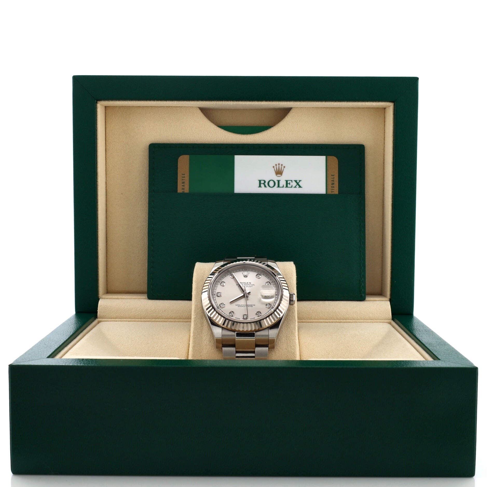 Oyster Perpetual Datejust Automatic Watch Stainless Steel and White Gold with Diamond Markers 41
