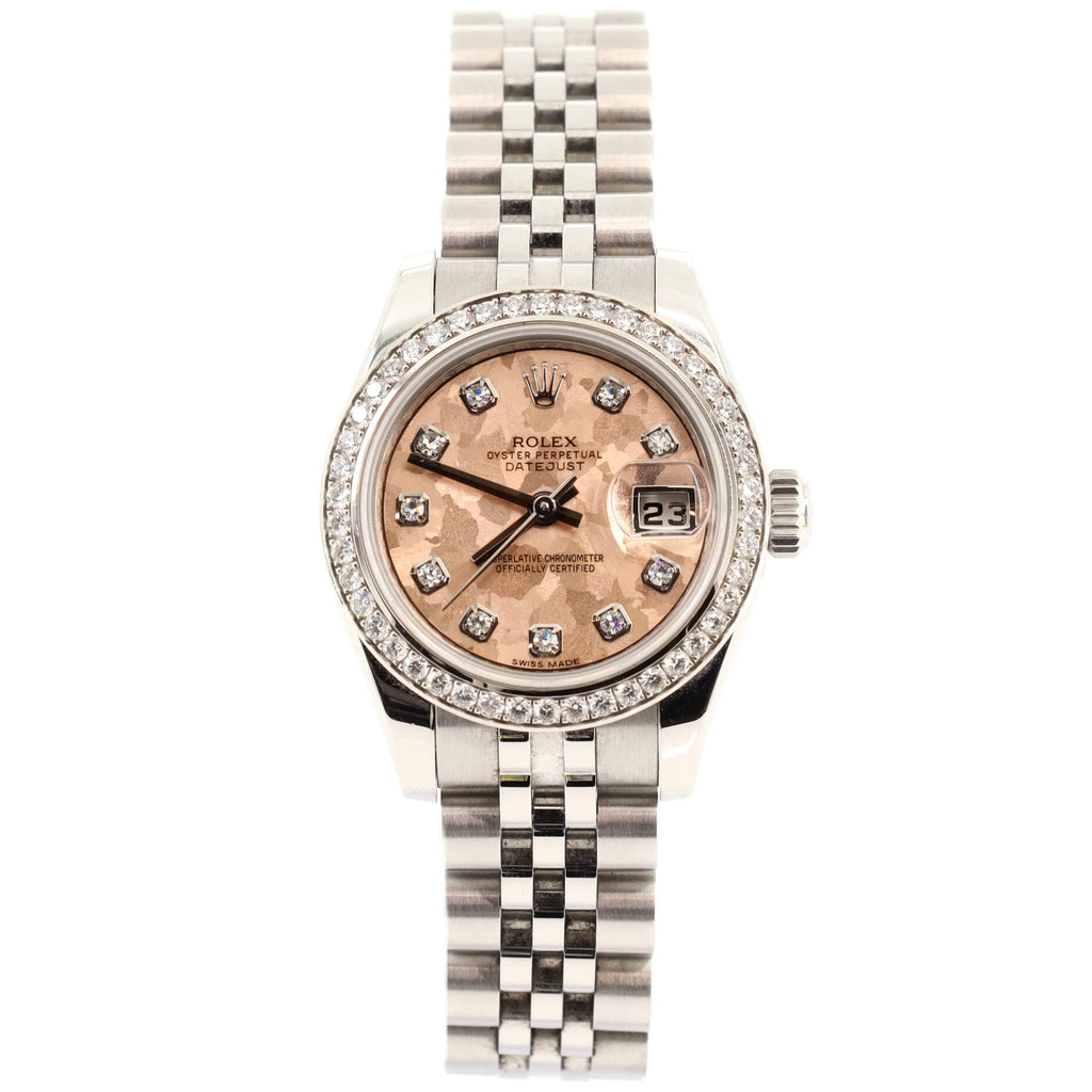 Oyster Perpetual Datejust Automatic Watch Stainless Steel and White Gold with Diamond Bezel and Markers and Crystal Dial 26
