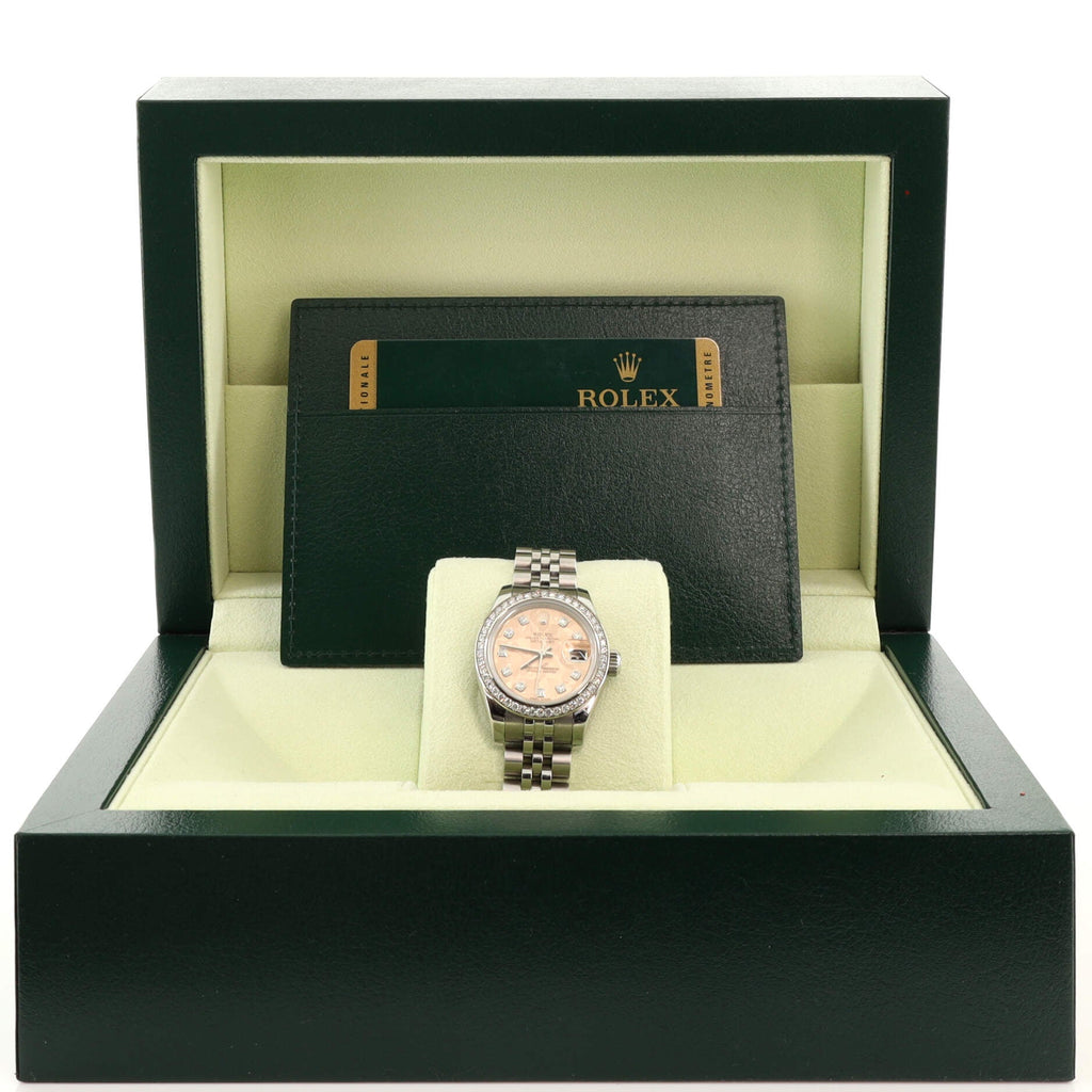 Oyster Perpetual Datejust Automatic Watch Stainless Steel and White Gold with Diamond Bezel and Markers and Crystal Dial 26