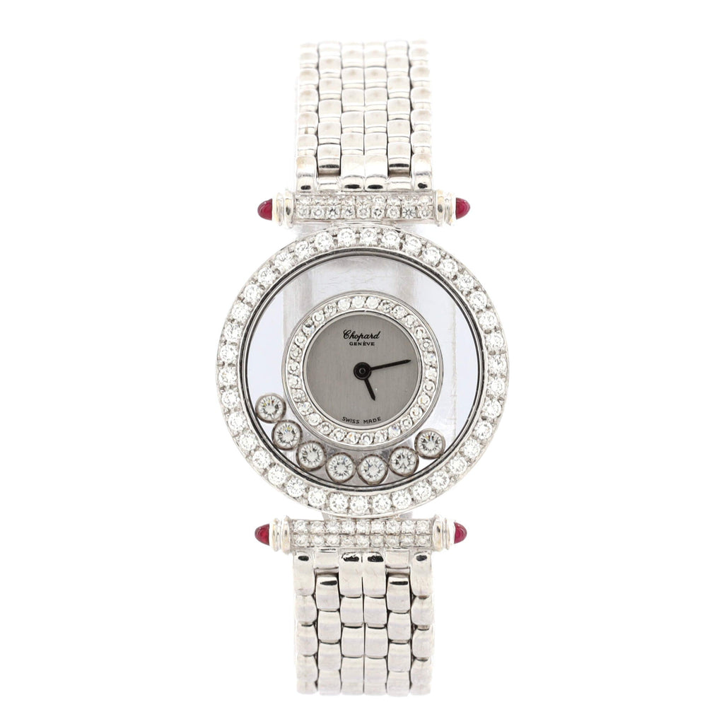 Happy Diamonds Quartz Watch White Gold with Diamond Bezel, Lugs and Floating Diamonds 25