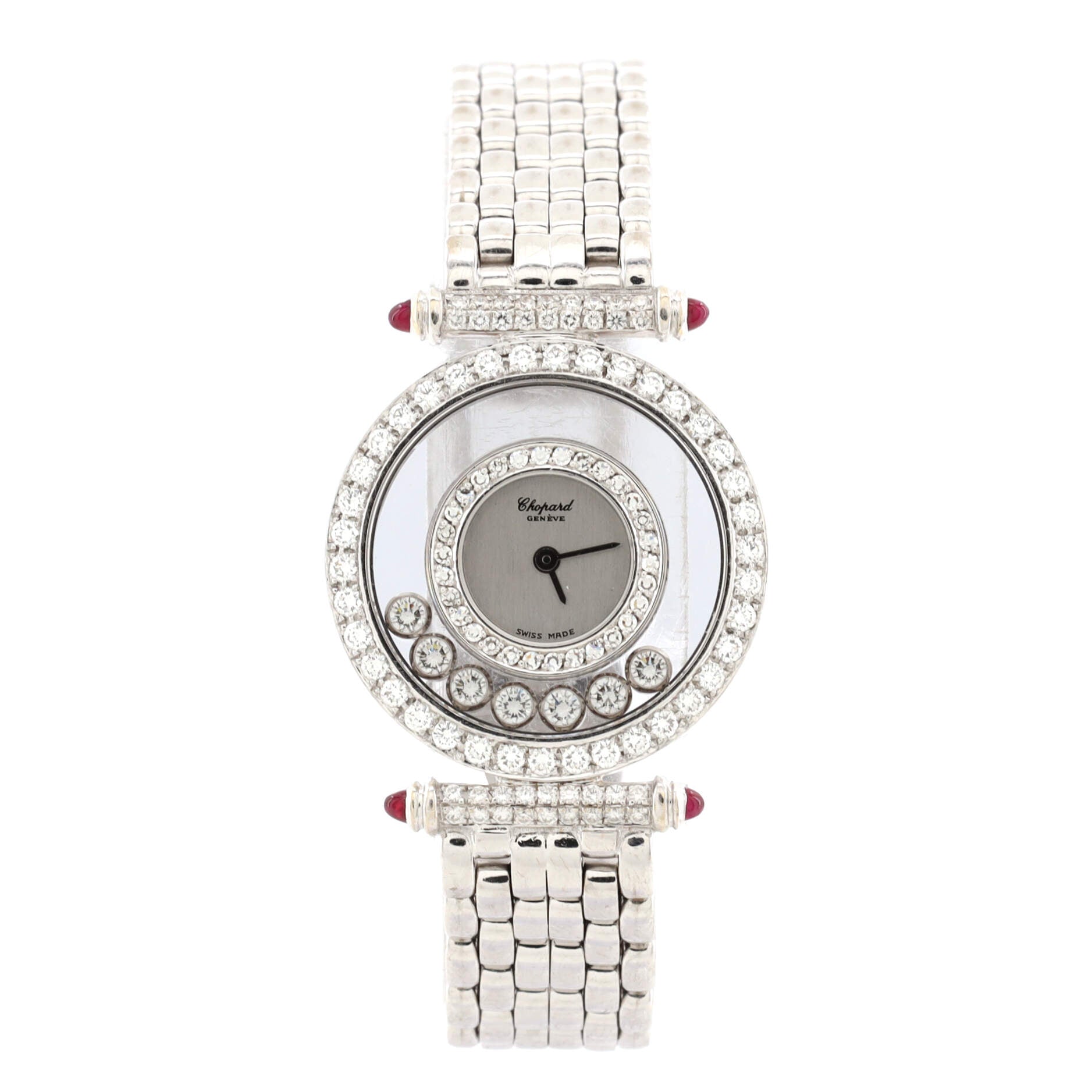 Happy Diamonds Quartz Watch White Gold with Diamond Bezel, Lugs and Floating Diamonds 25