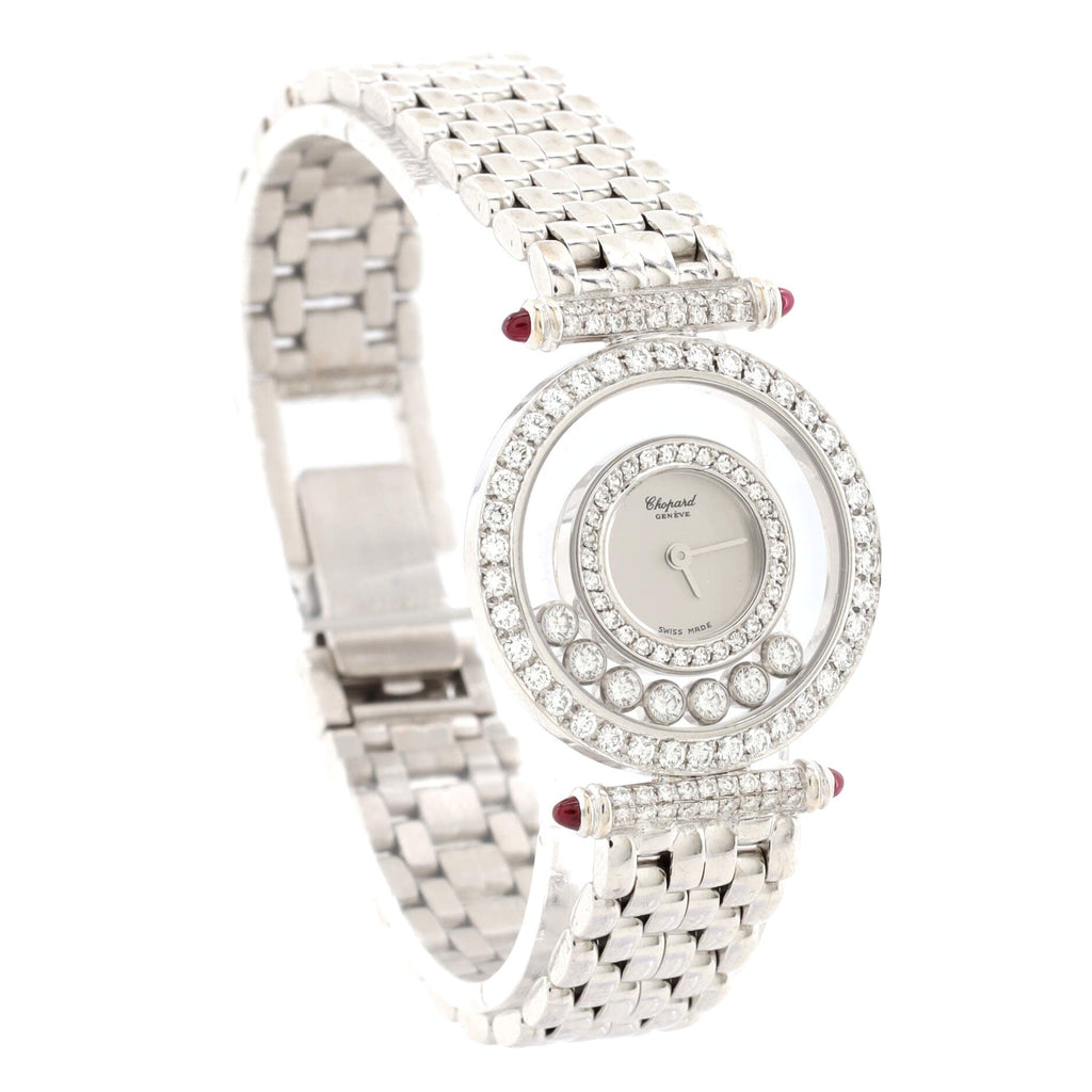 Happy Diamonds Quartz Watch White Gold with Diamond Bezel, Lugs and Floating Diamonds 25