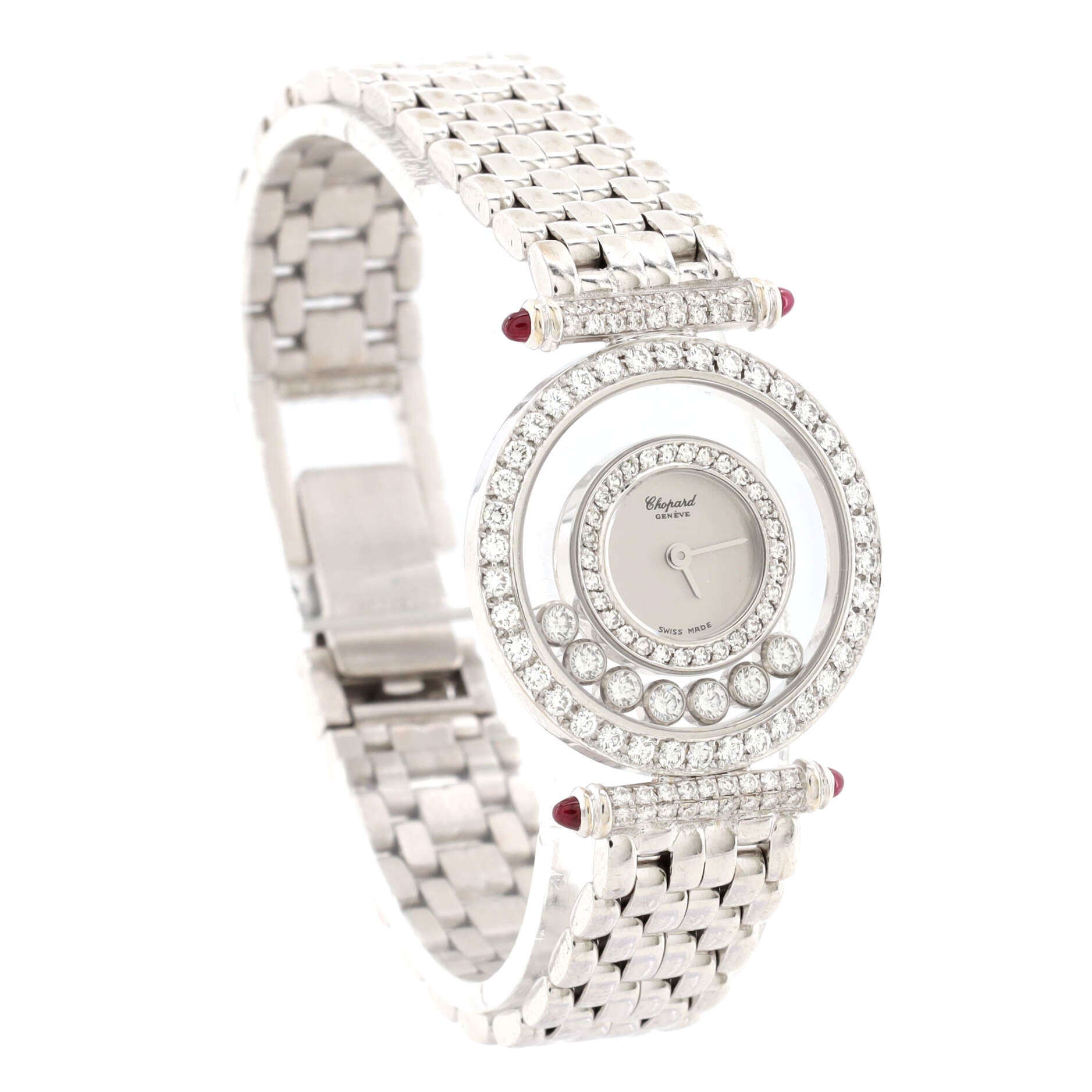 Happy Diamonds Quartz Watch White Gold with Diamond Bezel, Lugs and Floating Diamonds 25