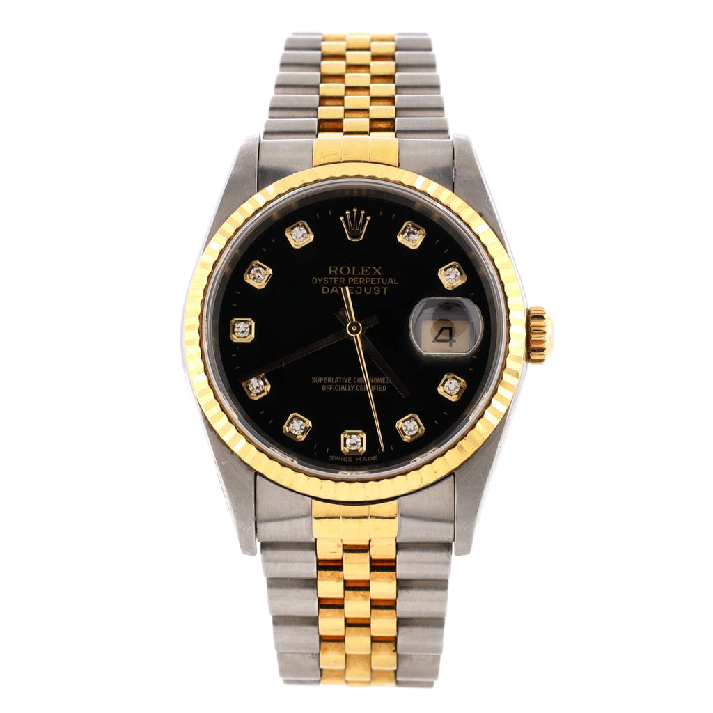 Oyster Perpetual Datejust Automatic Watch Stainless Steel and Yellow Gold with Diamond Markers 36