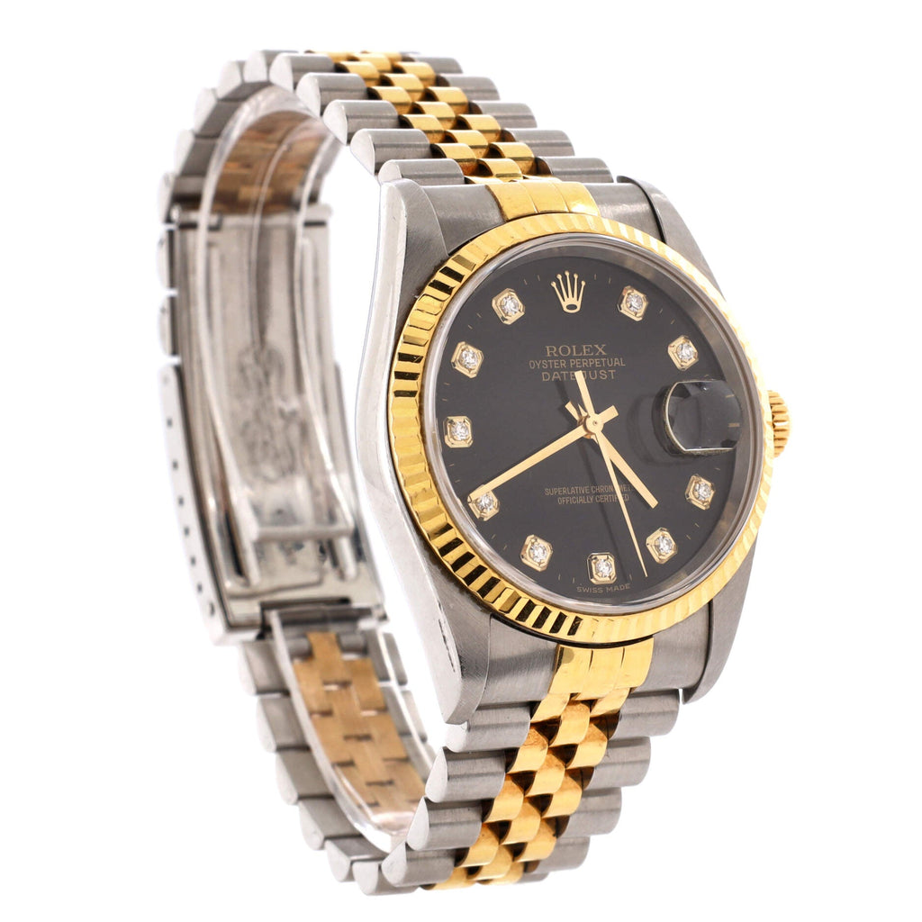 Oyster Perpetual Datejust Automatic Watch Stainless Steel and Yellow Gold with Diamond Markers 36
