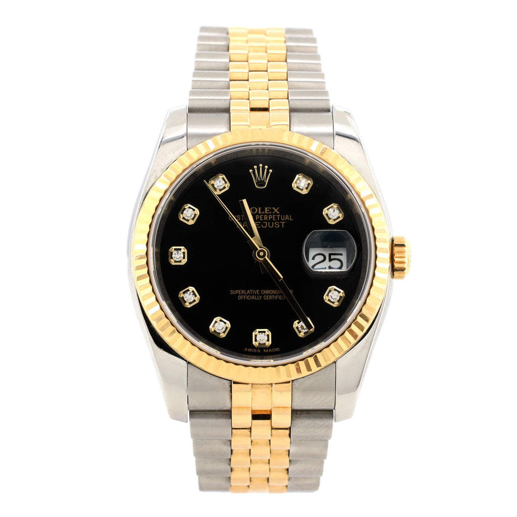 Oyster Perpetual Datejust Automatic Watch Stainless Steel and Yellow Gold with Diamond Markers 36