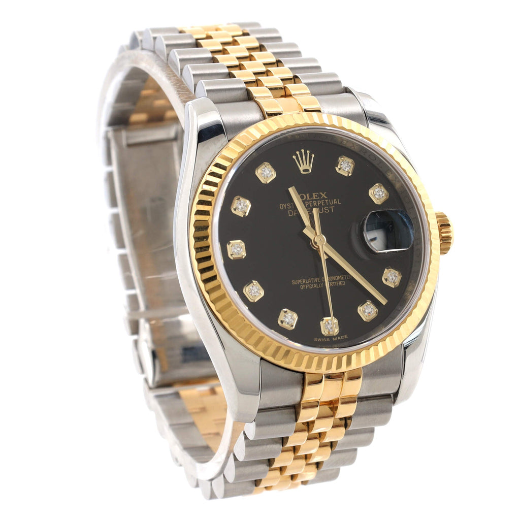 Oyster Perpetual Datejust Automatic Watch Stainless Steel and Yellow Gold with Diamond Markers 36
