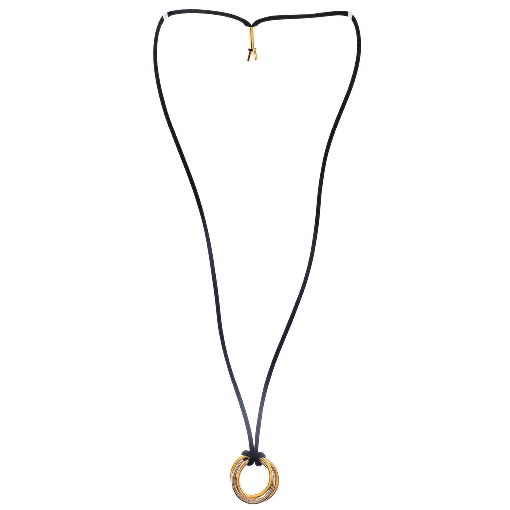 Trinity Pendant Necklace 18K Tricolor Gold with Cord Medium