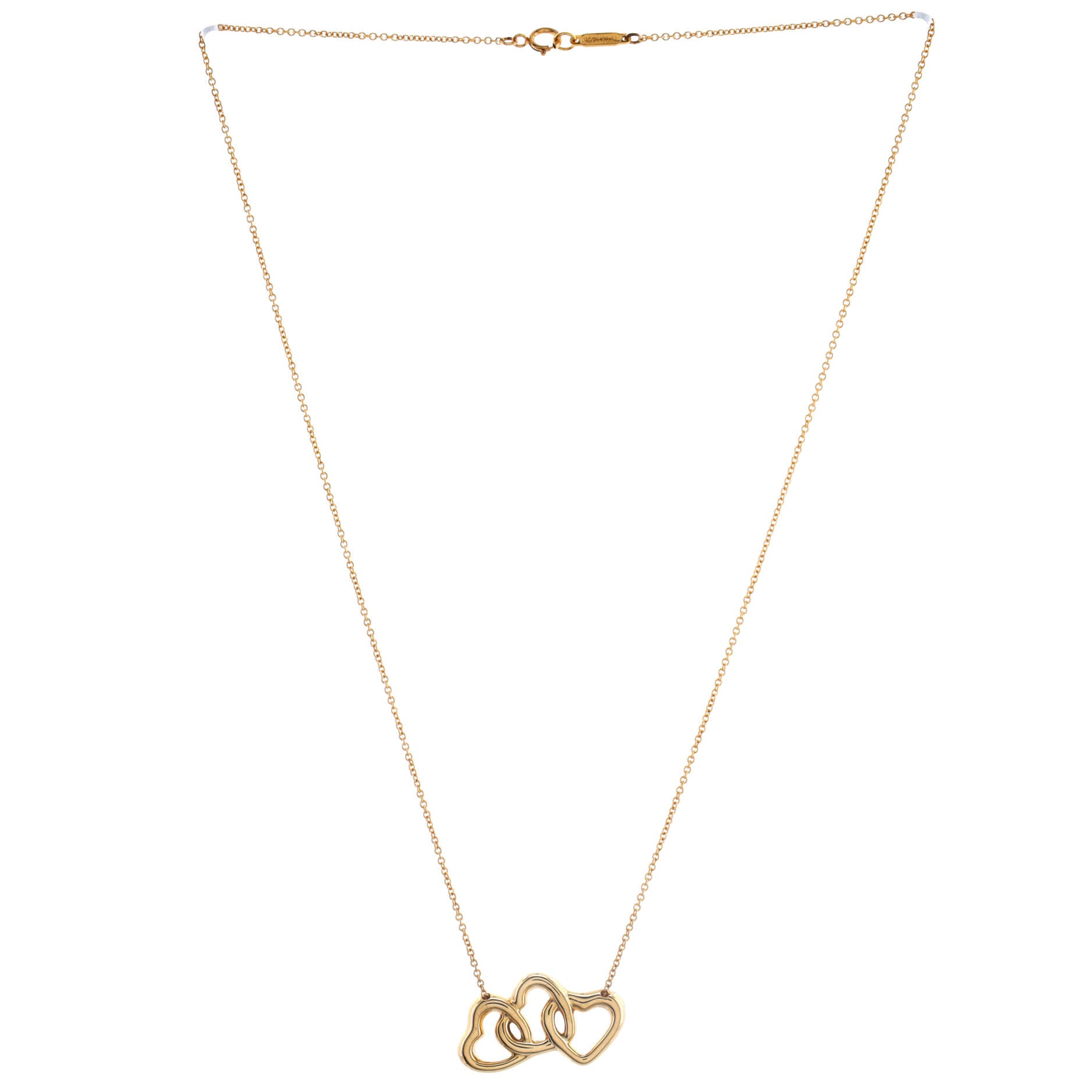 Triple Heart Pendant Necklace 18K Yellow Gold