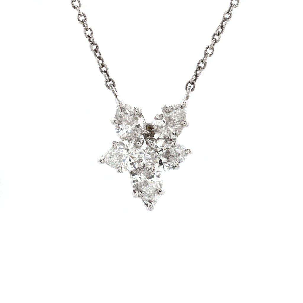 Winston Cluster Pendant Necklace Platinum with Diamonds Small