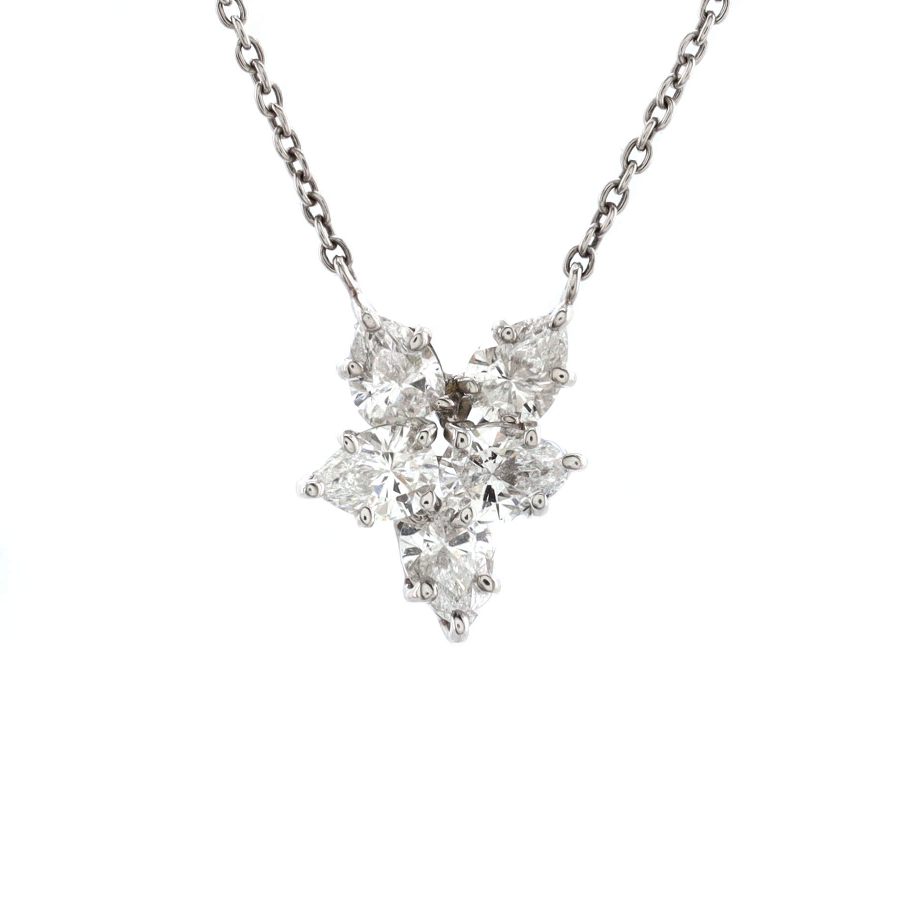 Winston Cluster Pendant Necklace Platinum with Diamonds Small