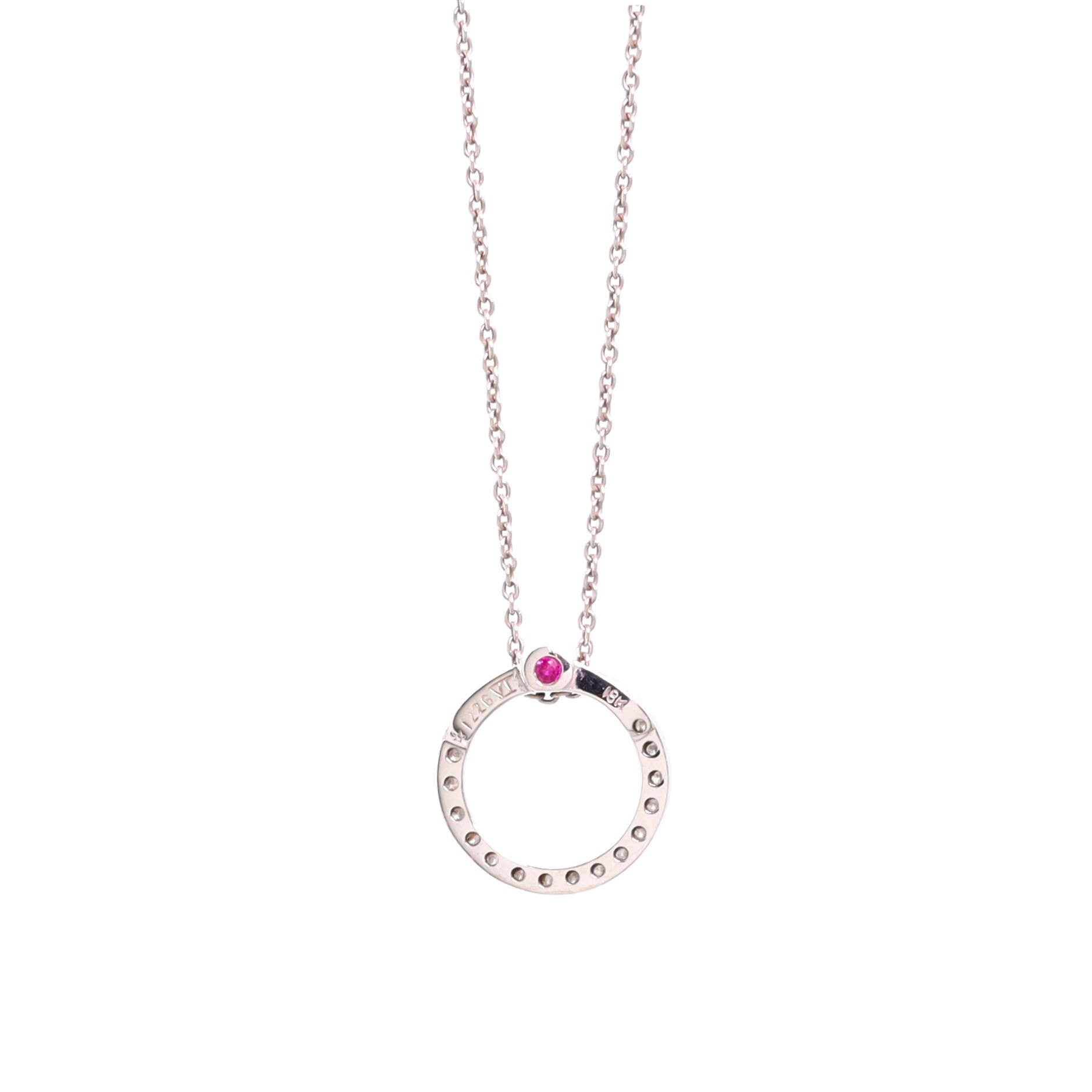 Tiny Treasures Circle Pendant Necklace 18K White Gold with Diamonds
